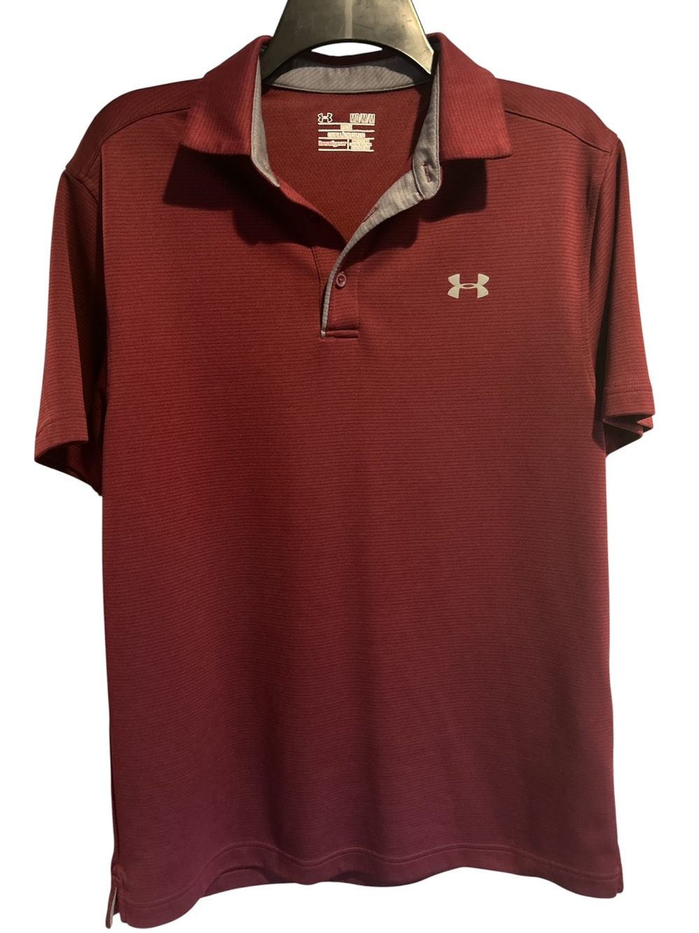 Under Armour Men's Maroon Polo with Contrast Gray Trim